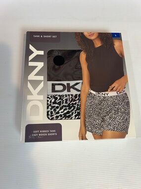 DKNY Black & White Leopard Print Women's Shorts with Branded Waistband